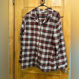 L.L. Bean red and white plaid button down shirt size XL
